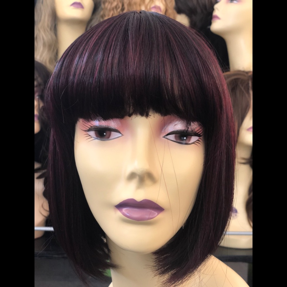 Cheap Red wine burgundy short bob wig
